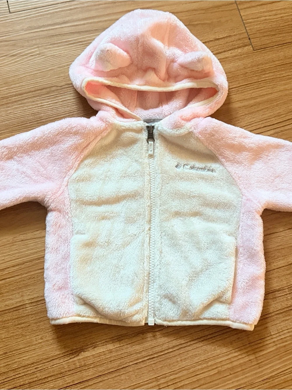Columbia Kids Pink and Cream Plush Hooded Puffer Jacket